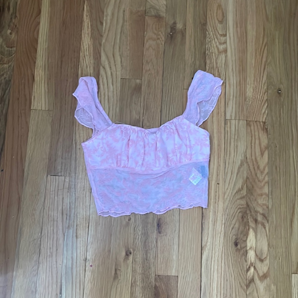 Pink floral crop top